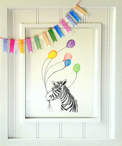 Nursery Art: Rainbow Zebra