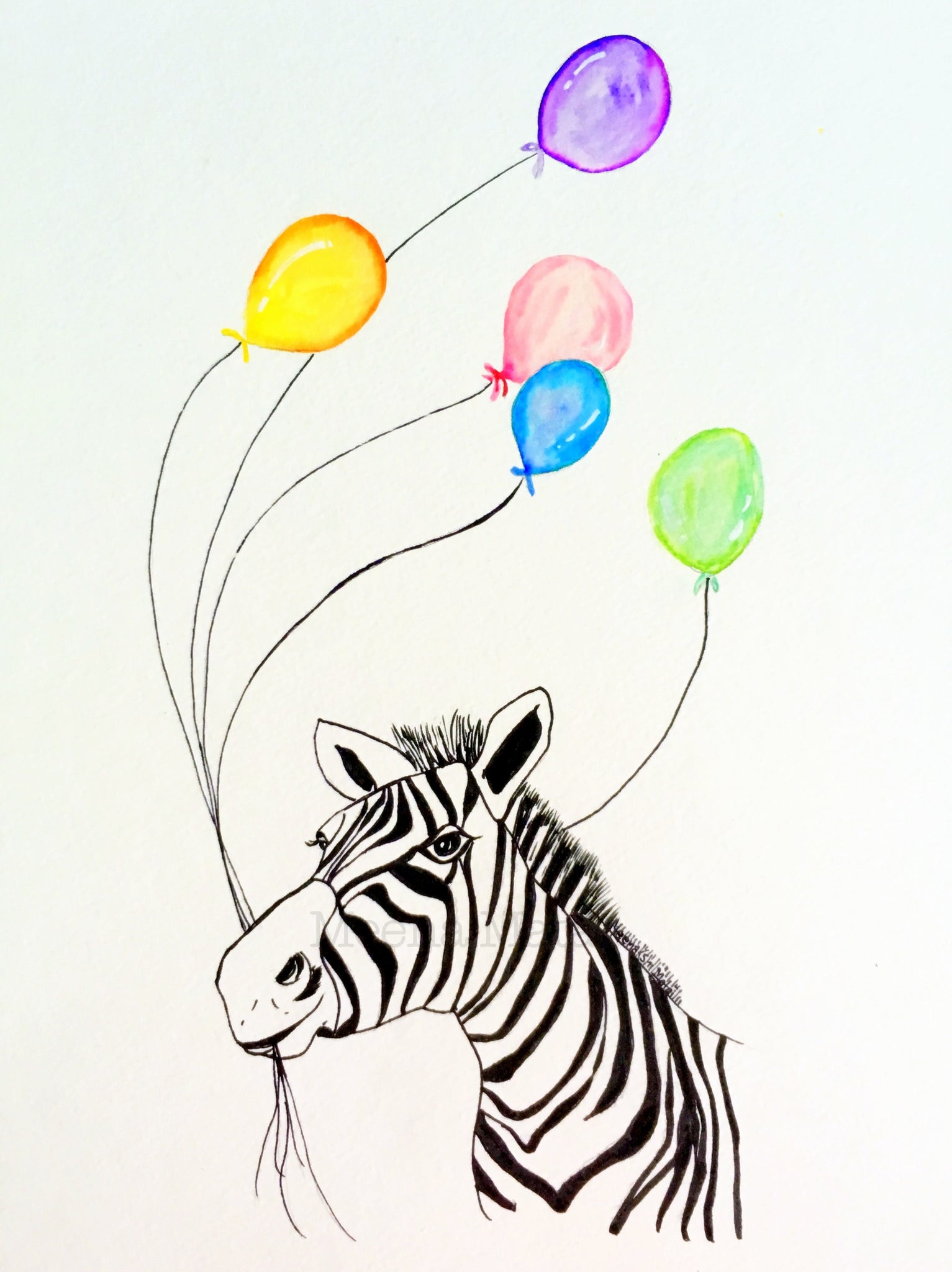 Nursery Art: Rainbow Zebra  Original Watercolor Paintings – Meena Matai Art